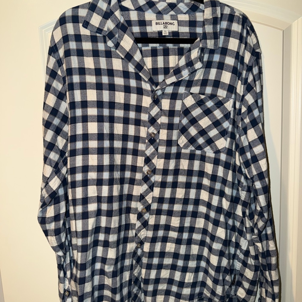 Billabong Navy and Cream Checkered Shirt